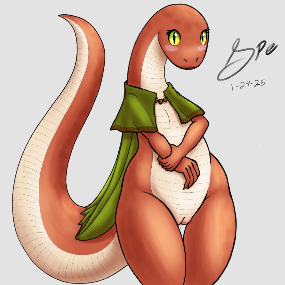 an illustration a female anthro snake with wide hips