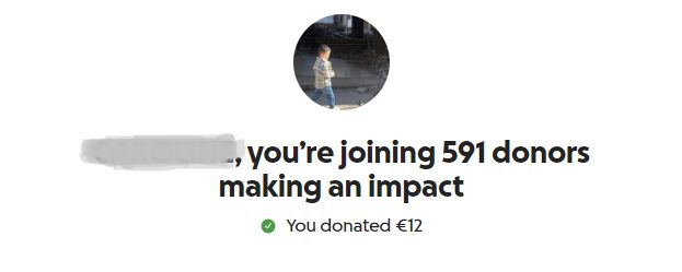 screenshot of my donation of 12 euro. i've censored my deadname from the picture.