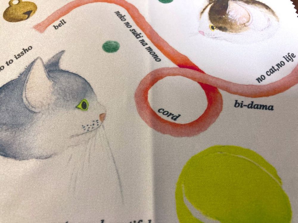 「猫の好きなもの」柄のメガネ拭き