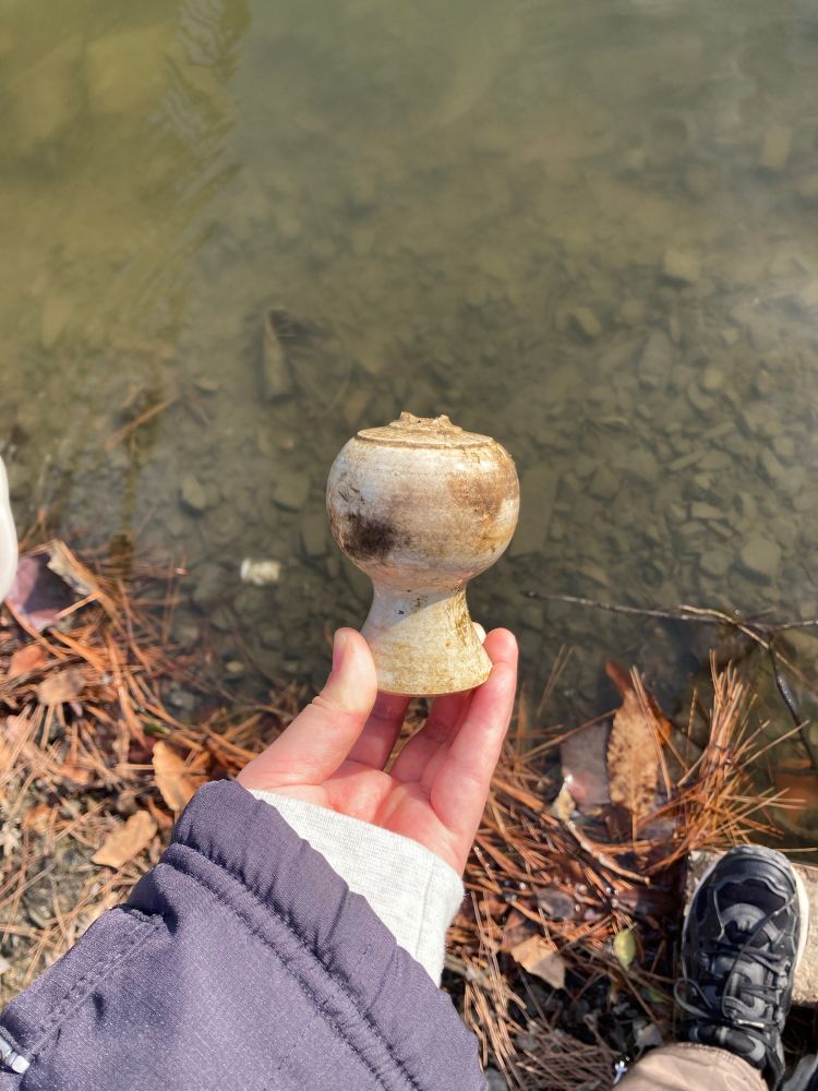 池にあった謎の陶器