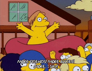 Martin Prince from The Simpsons saying “More friends! More allies! More, I say!”