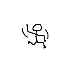 stick guy dancing round