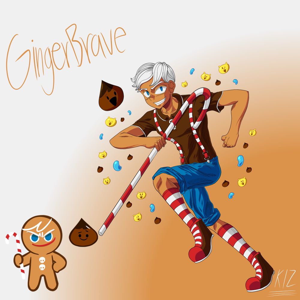 GingerBrave from Cookie Run drawn as a human