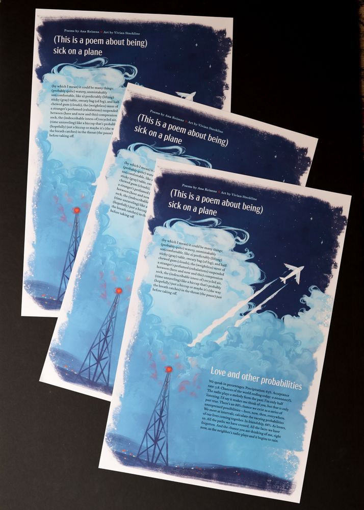 The front side of Vol. 53 depicts an airplane taking off into the sky, above a radio tower. The red light at the top of the tower is shaped like a heart.