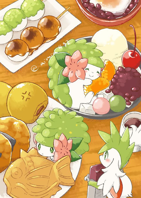 ポケモンイラスト　シェイミ　和菓子（2022.08）