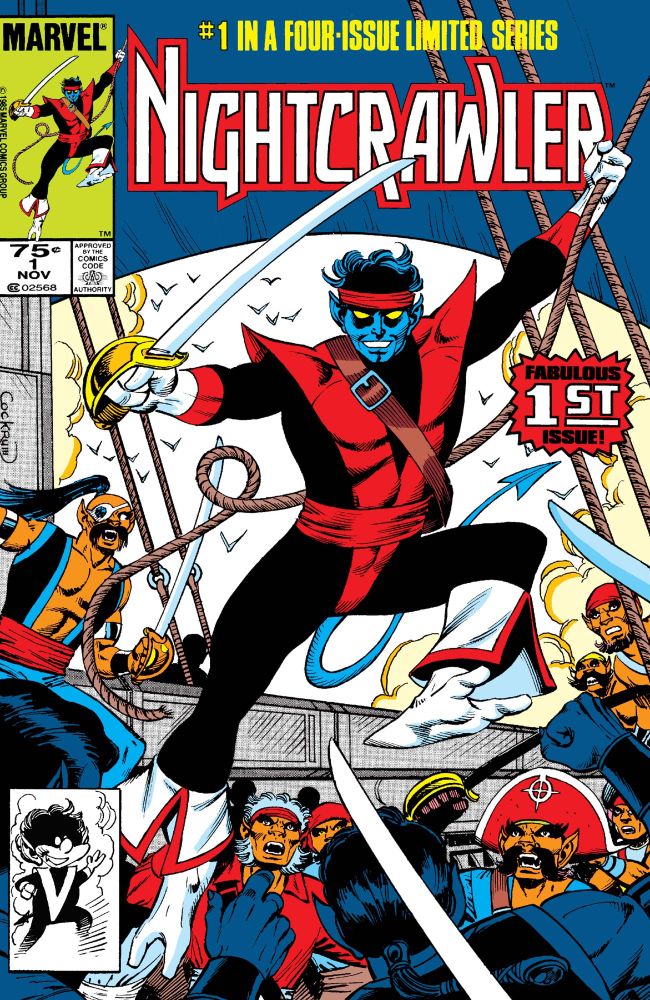 Nightcrawler  comic cover of him fighting pirates.