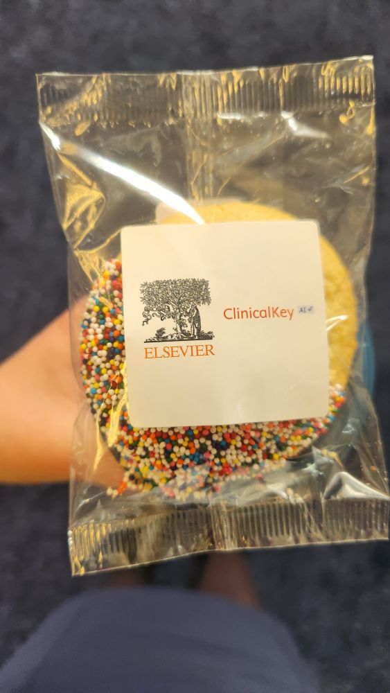 A wrapped cookie in elsevier packaging 
