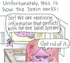 Unfortunately this is how the brain works. We are receiving information that conflicts with our core belief system. 