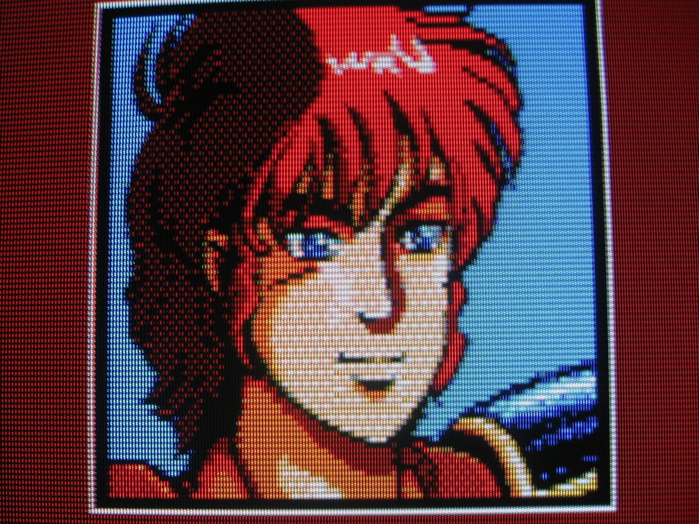 In the opening anime-style cutscene, protagonist Duke Garland appears in close-up, looking very cute with his red anime hair and definitely not at all like Adol from the Ys series.
