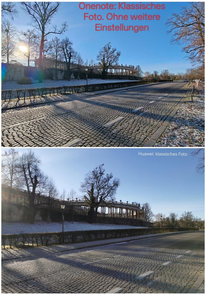 Collage Schloss Sans Souci, Rückseite (also nicht Treppenseite)
Oben One Note
Unten Huawei P30 Pro 