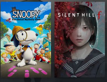 A screenshot from my Steam profile, depicting the comical juxtaposition of my two most recent game acquisitions: Snoopy & The Great Mystery Club and Silent Hill f.