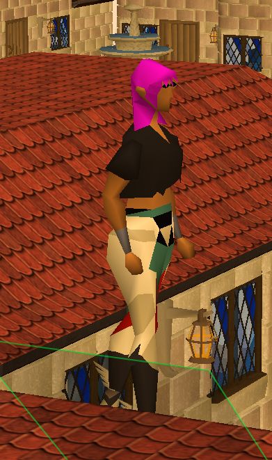 Screenshot of a character running laps of the Falador rooftop course in old school runescape