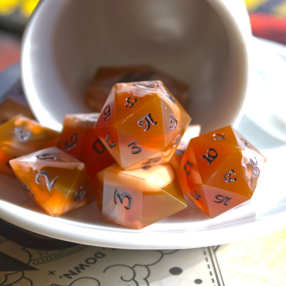 Thai Tea Inspired dice