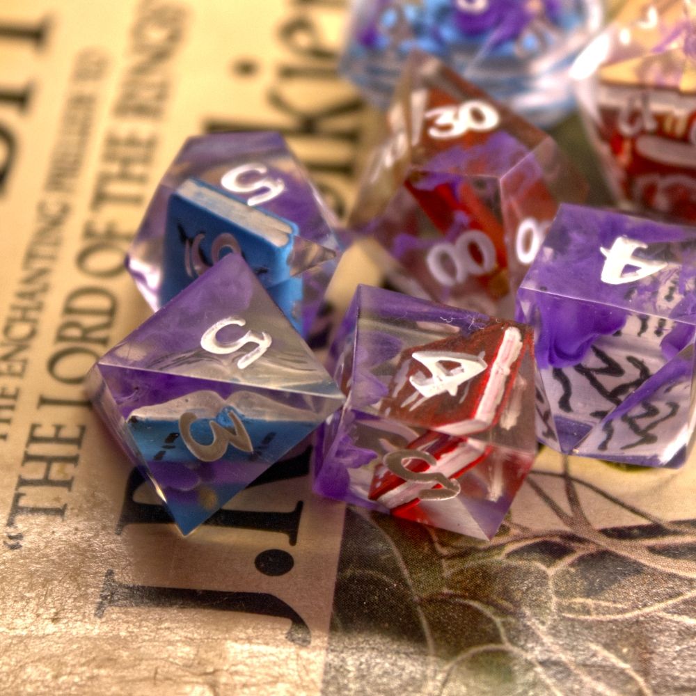 Dungeons and Dragons dice set with SpellBook inclusions
