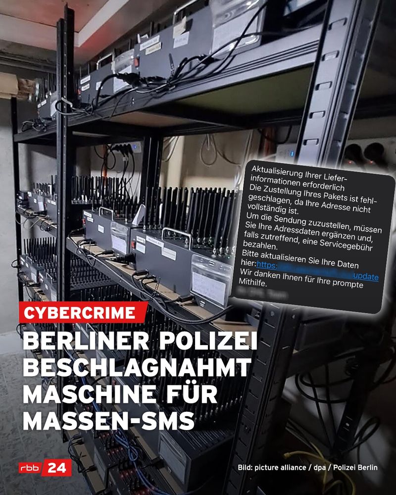 Blick in einen Raum mit Regalen voller Router und Kabel.