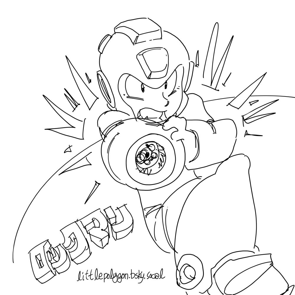 Doodle of our little blue friend, Mega Man