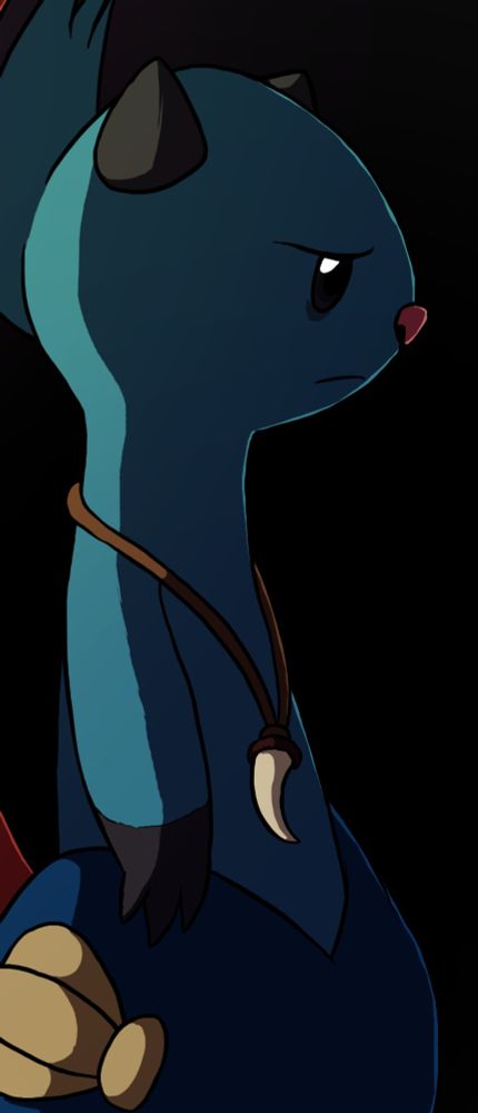 Noah the Dewott, with a simple necklace of a sharp fang taken from some beast, drawn by Chibi-Pika.