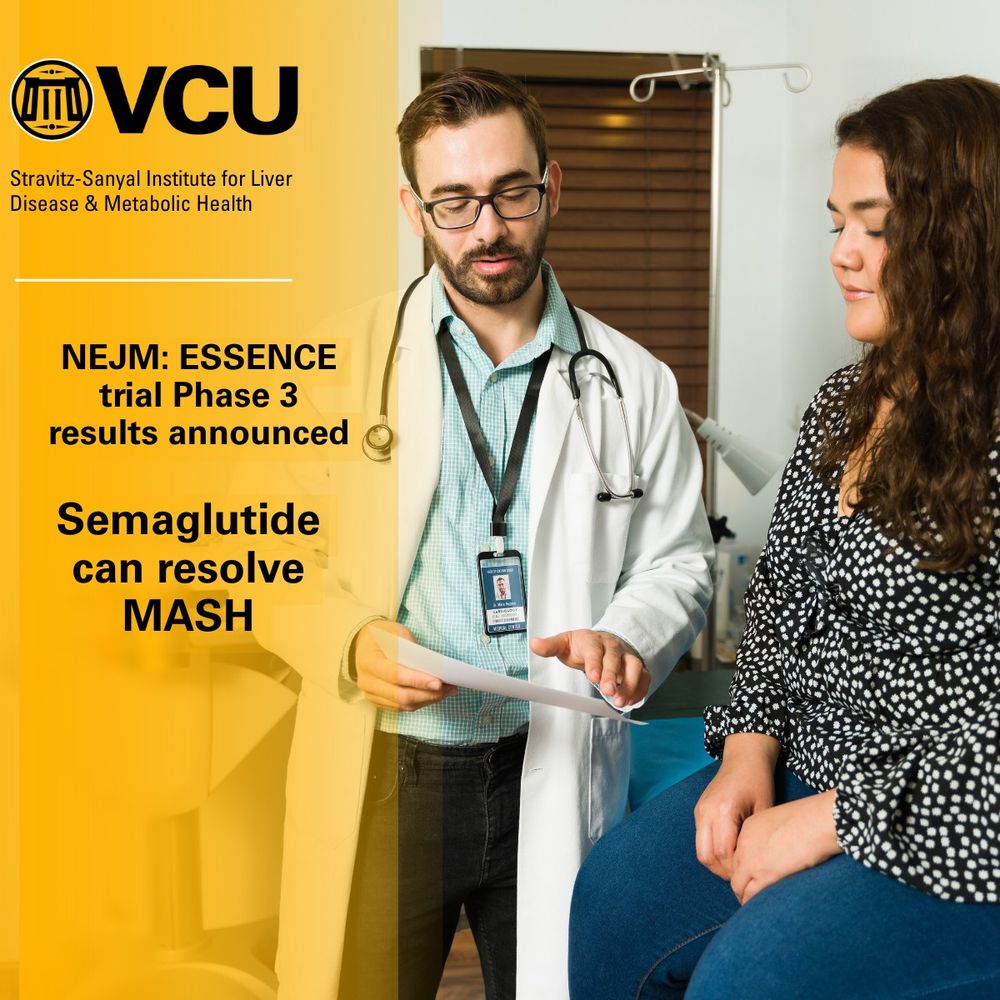 NEJM ESSENCE trial Phase 3 results announced. Semaglutide can resolve MASH. Male doctor speaking with overweight female patient in an exam room.