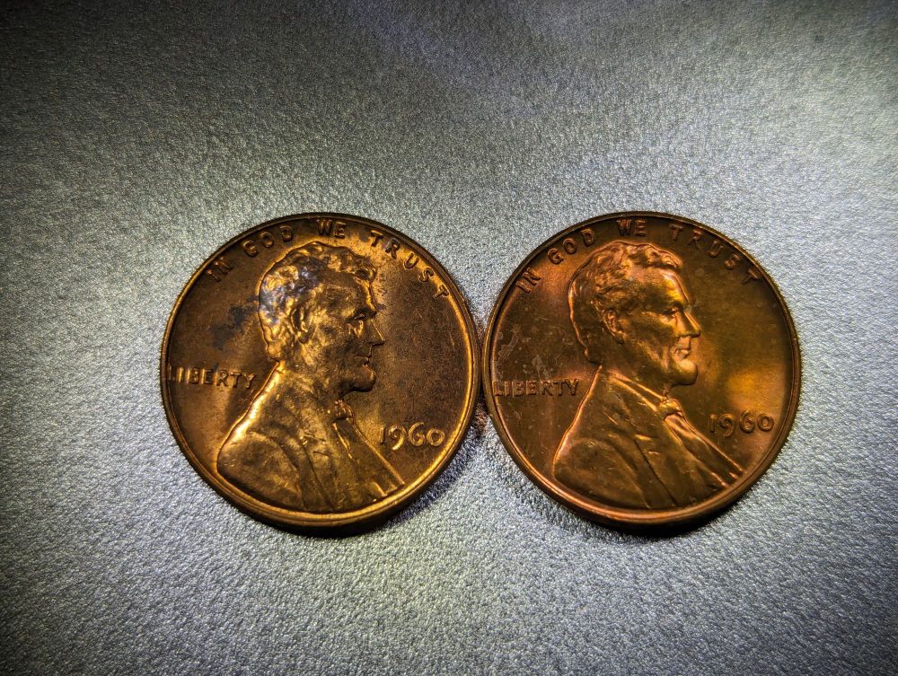 1960 Lincoln Pennies, large date and small date