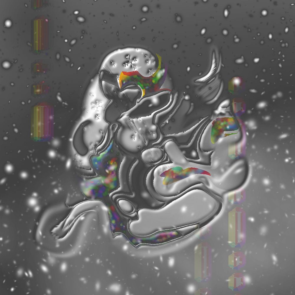 greyscale chromatic aberation melted plastic painting