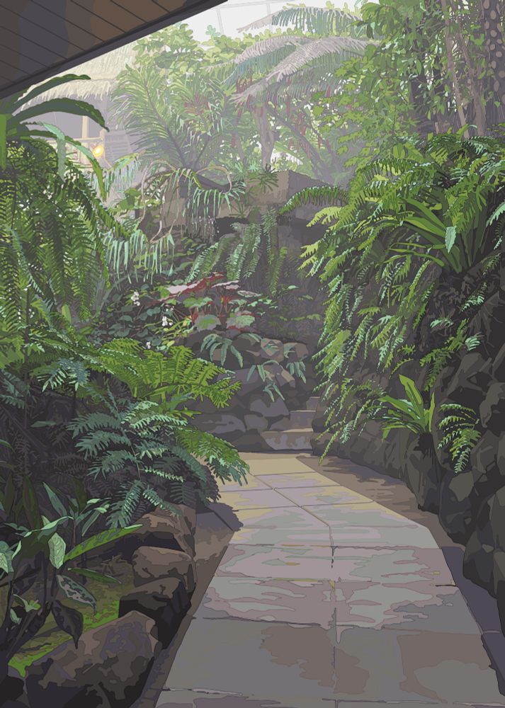 板橋区立熱帯環境植物館・集落景観ゾーン周辺の絵