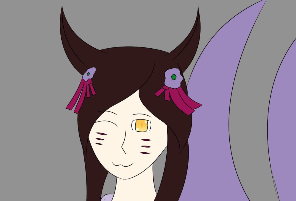 Dynasty Ahri Work In Progress
Flat colour of the head and parts of the tails in frame