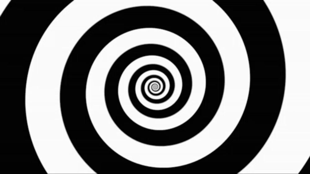 an optical illusion of a black and white spiral on a white background