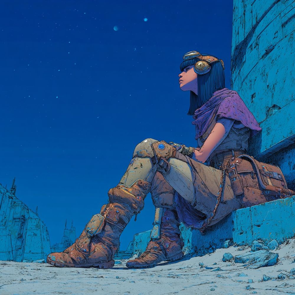 AI generated image. Wanderer resting. 