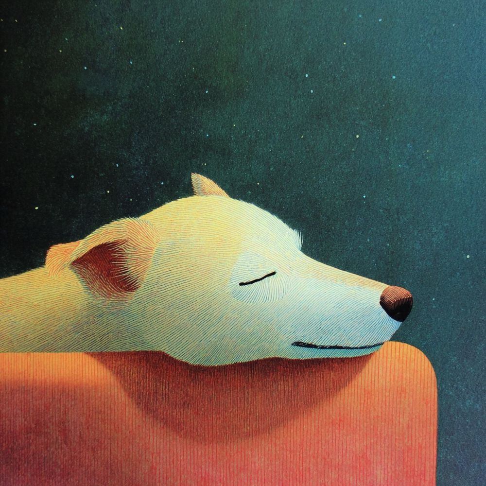 AI generated image. Sleeping dog. 