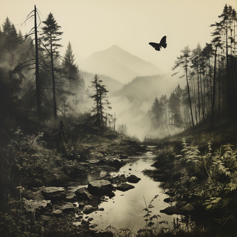 AI generated image. Butterfly in the wild. 