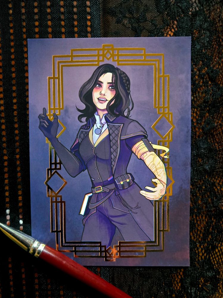 Lune from Clair Obscur: Expedition 33 with a gold foil, art deco frame.