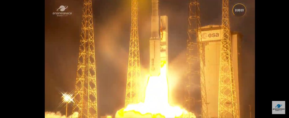 The European Space Agency sentinel 1c satellite launching on a vega rocket