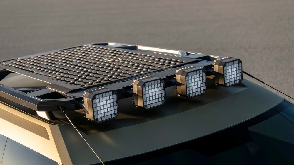 Hyundai Crater Concept car showing close up of the overhead light bar with pixelated look lights