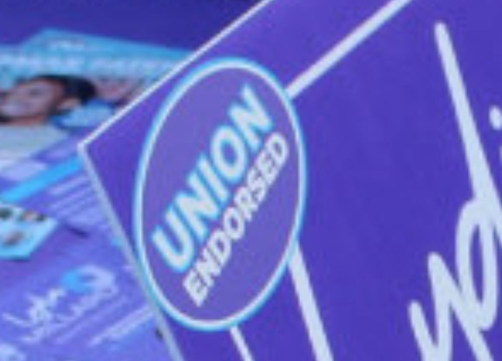 Zoomed in on the “union endorsed” text