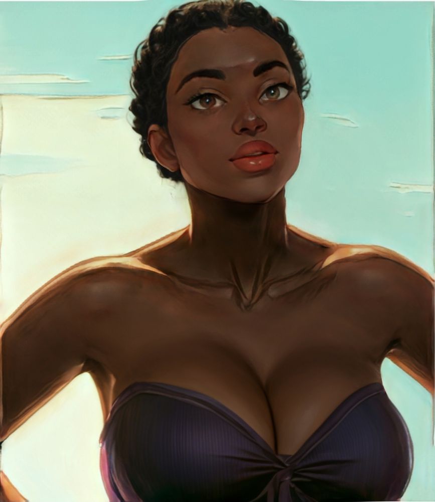 Less bad drawing of a black woman 