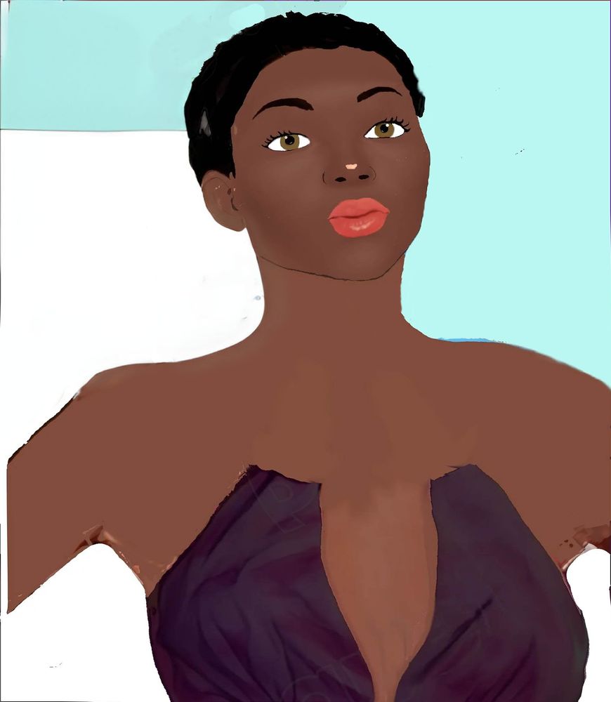 Bad drawing of a black woman with short hair