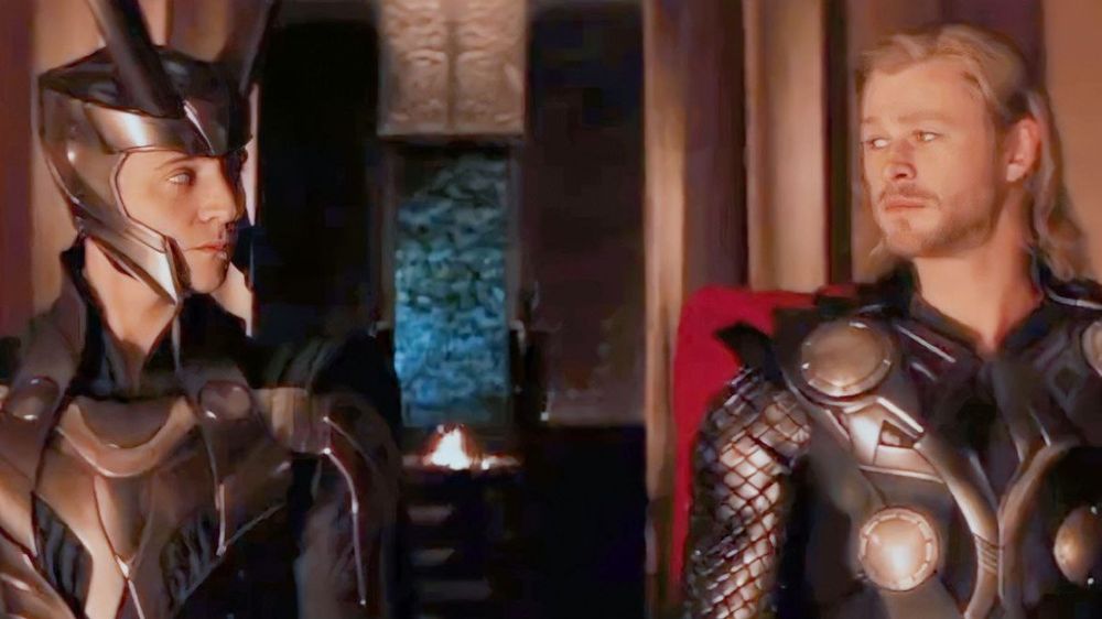 Thor and Loki staring meaningfully at each other in Thor 1 before everything fell apart.