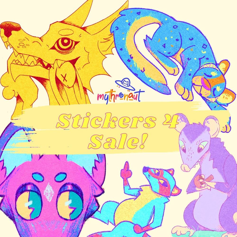Cute various animal sticker designs surrounding the words stickers for sale