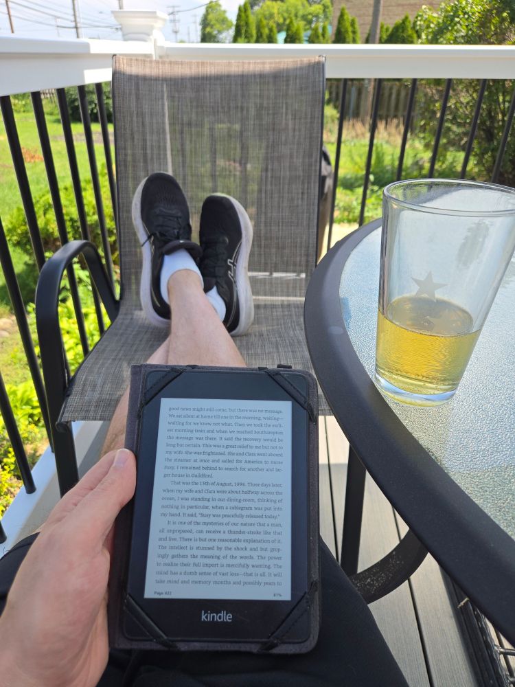 Drabs reading on the deck