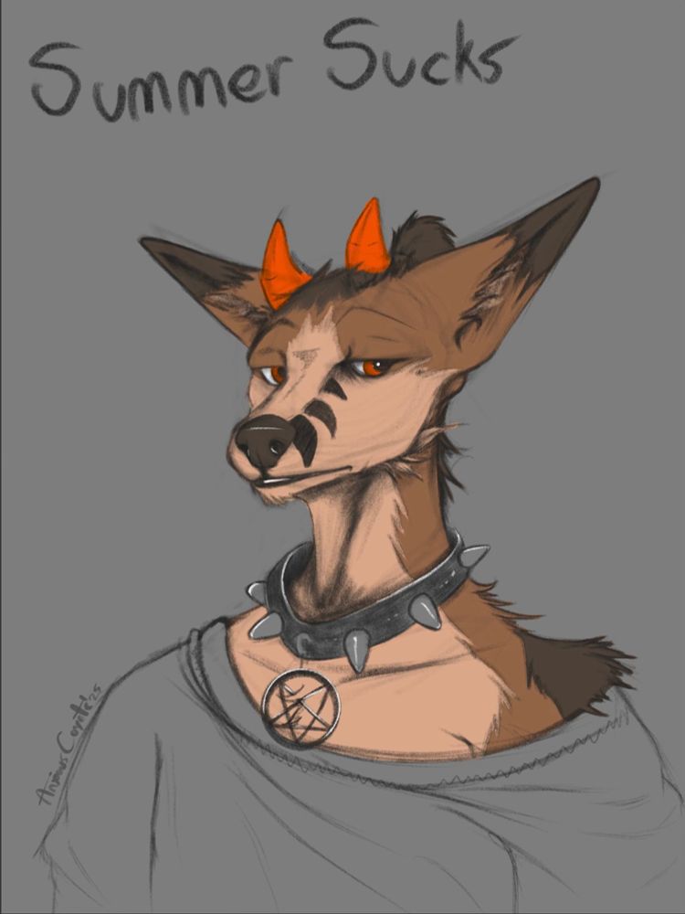 An anthro coyote with very little floof now, looking sassy