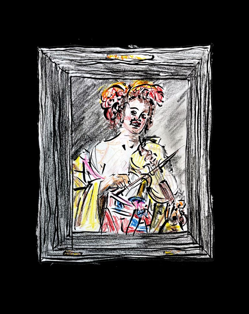 Sketch version of Gerrit van Honthorst´s "The Violin Player", 1626