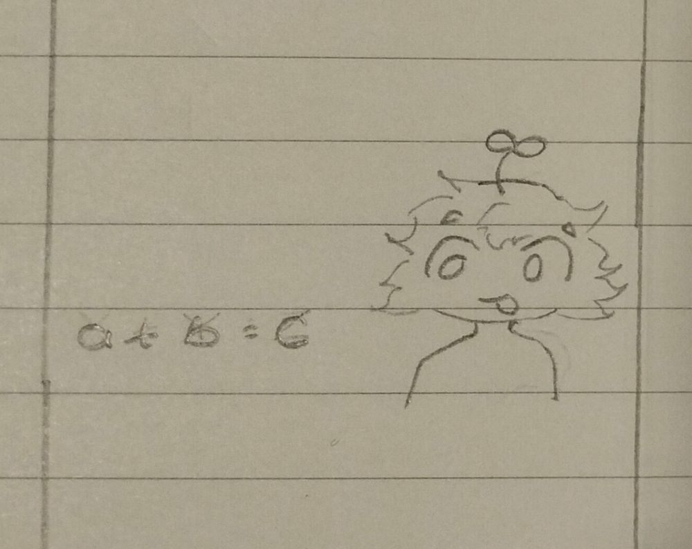 My sona wrote a algebra that showed "a+b=c"