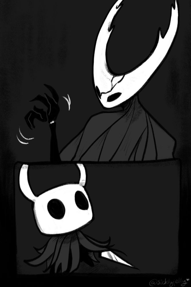 THK raises their hand, rotates their wrist, and flexes their fingers, as if fighting off a small sting or joint pain. Their mask still stares down at the Knight. The Knight, in turn, stares back, nail now drawn and stance ready to fight.