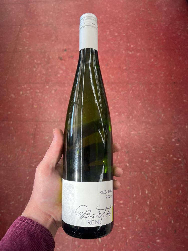 A bottle of Rene Barth Reisling