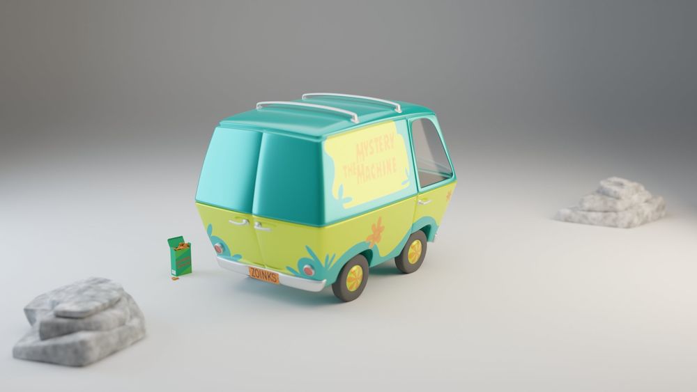 Back view of the Mystery Machine van from Scooby Doo