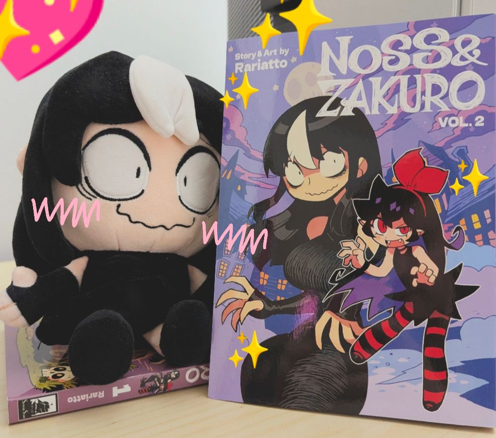 A picture of Noss and Zakuro Vol.2 by Rariatoo, and the Makeship plush of Noss the Nosferatu