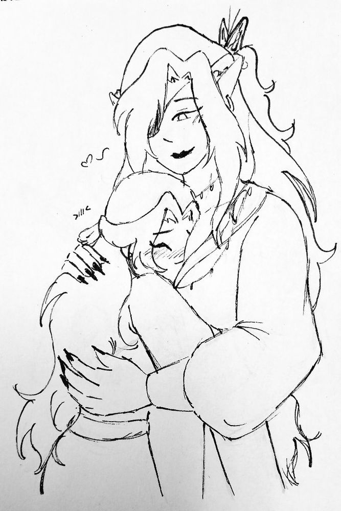 Hualesbians with Xie Lian nuzzling her face in her San Niang's boobs