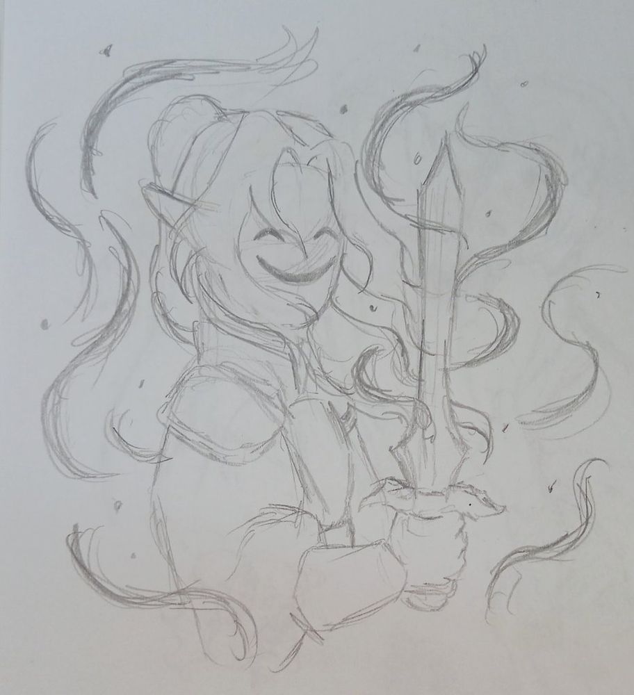 Wuming holding the sword and about to be dispersed 