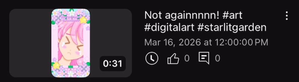 Showing my last video uploaded and scheduled on youtube.