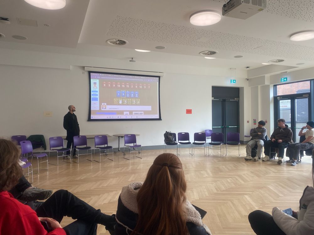 André presenting the Seven Spells game.